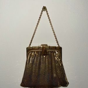 Whiting and Davis gold colored mesh purse